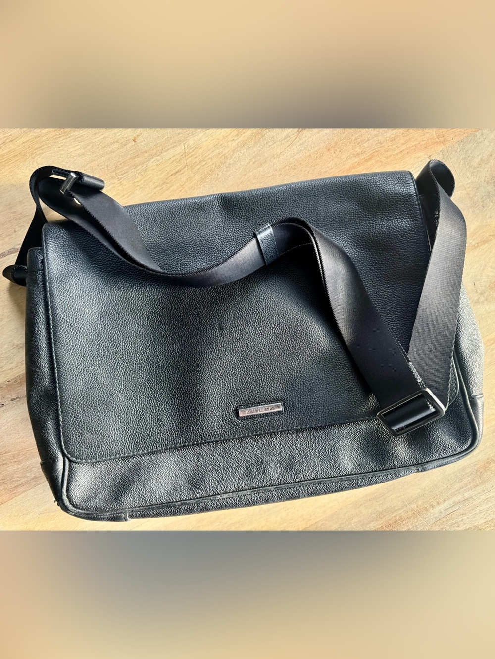Michael Kors Black Pebbled Leather Laptop Messenger Bag